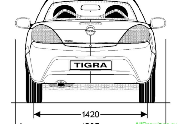 Opel Tigra Twintop (2005) (Опель Тигра Твинтоп (2005)) - чертежи (рисунки) автомобиля